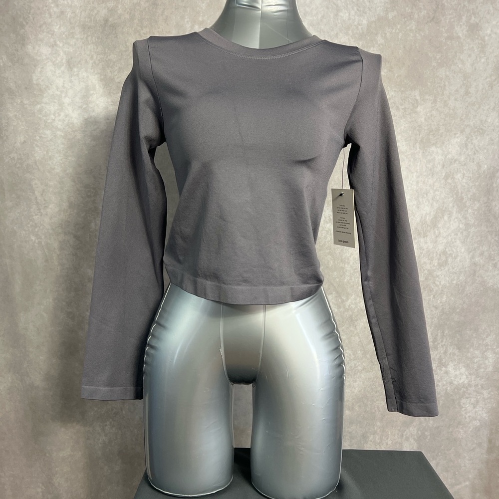 Elegant Charcoal Long Sleeve Women's Top